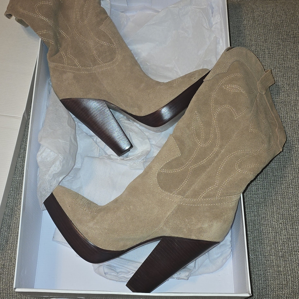 SCHUTZ Tan Suede Heeled Boots